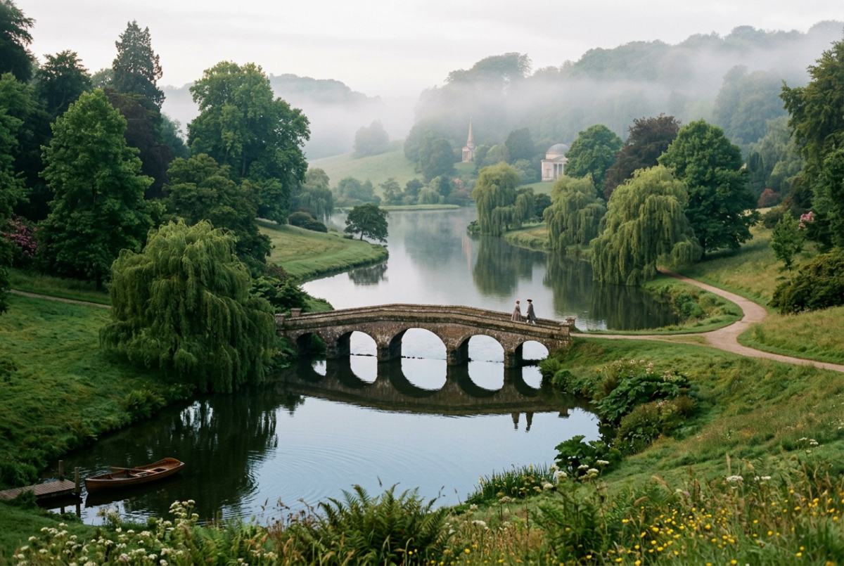 18th-century landscape garden with lake